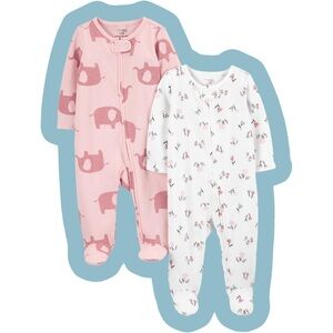 Simple Joys by Carter’s Baby Girls’ 2-Way Zip Thermal Sleep and Play - Pack of 2